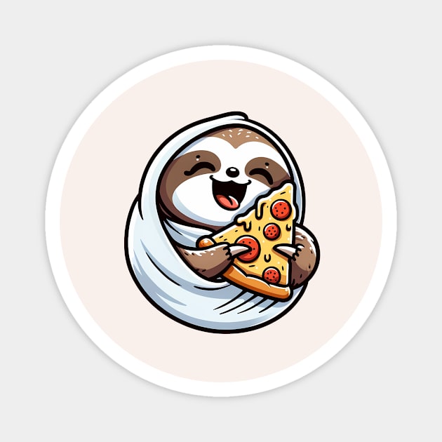 Cute Sloth with a Slice of Pizza Magnet by logiamerch